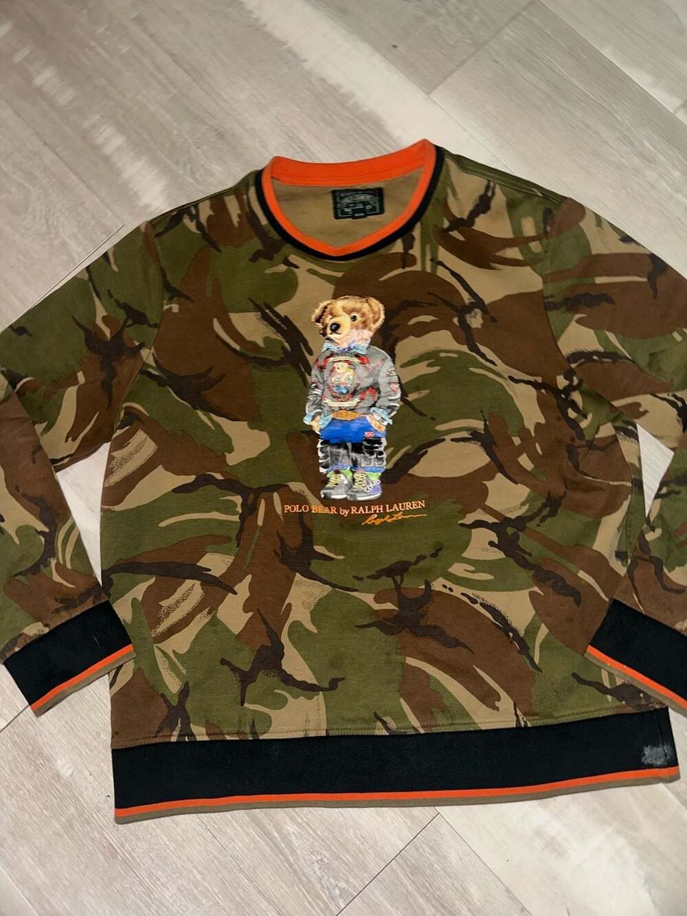 Vintage Polo Country Ralph Lauren Polo Bear Camo Sweatshirt Size L Green